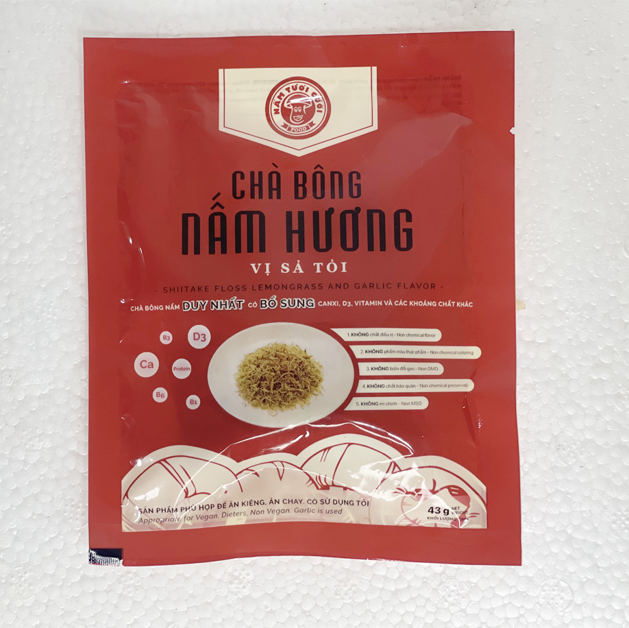Chà bông nấm hương vị sả tỏi túi 43g
